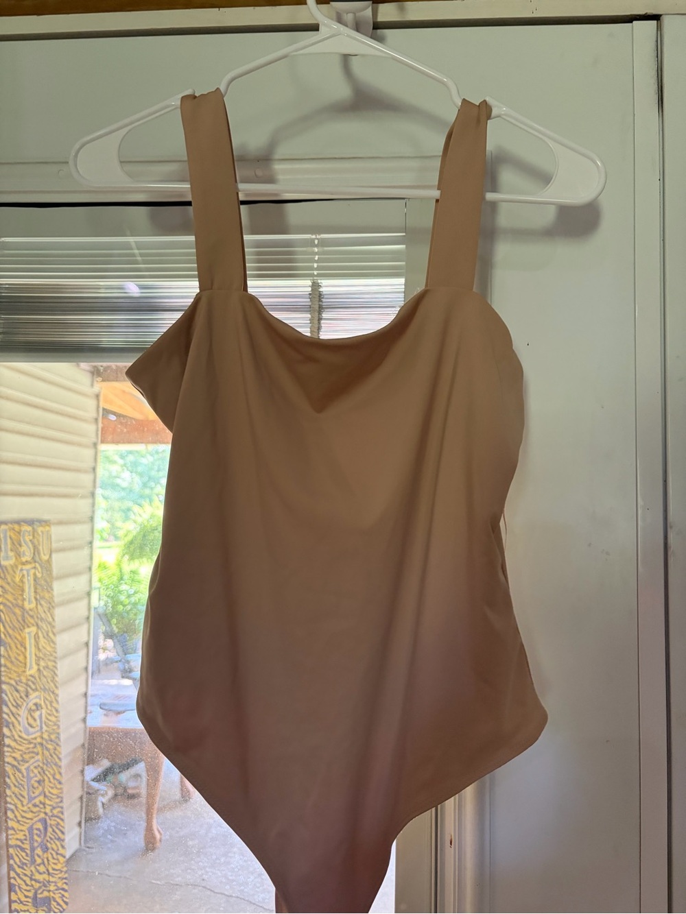 Sincerely Jules Beige Square-Neck Tank Bodysuit